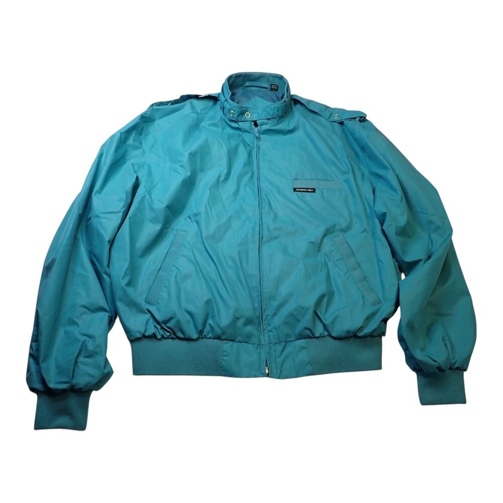 Vintage Members Only Iconic Racer Bomber Jacket Mens 44 Large Teal Green